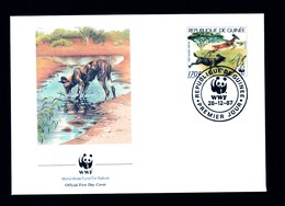 1 Timbre   170 F   Republique De Guinée     Année 1987  Sur Enveloppe   Der Afrikanische  Wildhund     Lycaon   WWF - Lettres & Documents