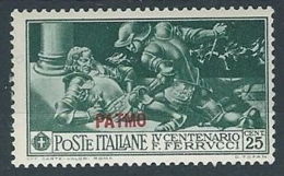 1930 EGEO PATMO FERRUCCI 25 CENT MH * - RR13578 - Egée (Patmo)