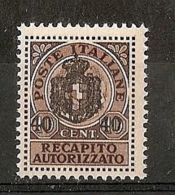 1945 LUOGOTENENZA REC. AUTORIZZATO 40 C MNH ** - 7310-5 - Servicio Privado Autorizado