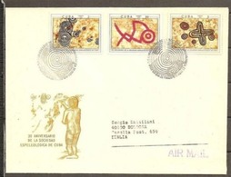 1970 Cuba 30° ANNIVERSARIO SPELEOLOGIA SPELEOLOGY Busta Affr. Con La Serie Di 3v. - Lettres & Documents