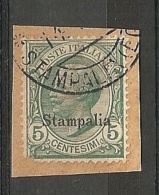 1912 EGEO STAMPALIA USATO 5 CENT - RR5788 - Aegean (Stampalia)