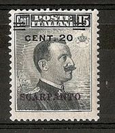 1916 EGEO SCARPANTO 20 CENT SOPRASTAMPATO MH * - RR7403 - Egée (Scarpanto)