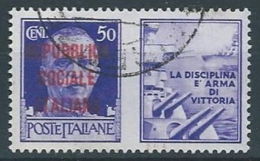 1944 RSI USATO PROPAGANDA DI GUERRA 50 CENT - RR13121 - Propaganda Di Guerra