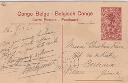 Congo Belge Entier Postal Illustré Pour La France 1922 - Postwaardestukken