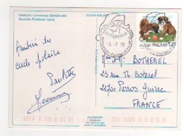 Beau Timbre , Stamp  " Chiens " Yvert N° 1405 Sur CP , Carte , Postcard Du 06/07/1999 - Lettres & Documents