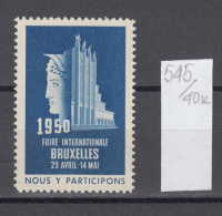 40K545 / 1950 Foire Internationale Bruxelles 29 Avril - 14 Mai  , CINDERELLA LABEL VIGNETTE , Belgique Belgium Belgien - Erinnophilie - Reklamemarken [E]