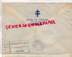 25 - BESANCON - ENVELOPPE HOTEL DE LORRAINE ET D' ALSACE- 1938- A MME GRUNENWALD REIMS - Besancon