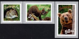 Sweden - 2018 - Animals Of The Forest - Bank Vole, Pine Marten, Brown Bear - Mint Self-adhesive Coil Stamp Set - Ongebruikt