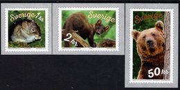 Sweden - 2018 - Animals Of The Forest - Bank Vole, Pine Marten, Brown Bear - Mint Self-adhesive Coil Stamp Set - Ungebraucht