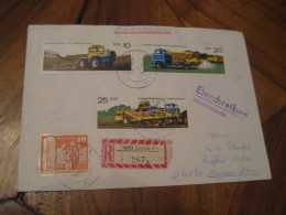 COSWIG 1977 Cancel Registered Cover DDR GERMANY Tractor Harvester Truck Van Lorry Camion Auto Car - Trucks