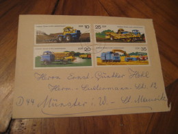 BARLEBEN 1977 Stamps On Cover DDR GERMANY Tractor Harvester Truck Van Lorry Camion Auto Car - Trucks