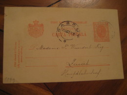 SASCUT 1908 To Zurich Switzerland Postal Stationery Card ROMANIA - Covers & Documents