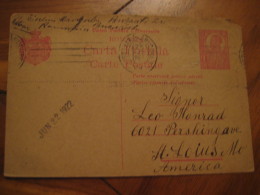 BUCHAREST 1922 To St. Louis Mo USA Postal Stationery Card ROMANIA - Briefe U. Dokumente