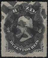 Brésil Don Pedro N°35, 200 Reis Oblitéré Bouchon De Gros Points - Used Stamps