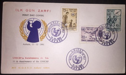 First Day Cover 15th Anniversary Of The UNICEF 1961 - Lettres & Documents