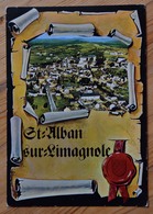 48 : Saint-Alban-sur-Limagnole - Vue Aérienne - Décor Fantaisie Avec Blason - (n°13036) - Saint Alban Sur Limagnole