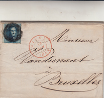 Dison To Bruxelles, Cover Con Contenuto 1854 - Oblitérations à Barres: Distributions