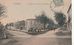 34/ Paulhan -  Avenue De La Gare Et De Pézénas - Carte Colorisée écrite En 1908 - Paulhan