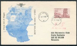 1968 Norway SAS First Flight Postcard. Oslo - Dar Es Salam, Tanzania - Lettres & Documents