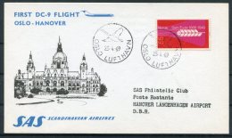 1969 Norway / Germany SAS First Flight Postcard. Oslo - Hannover - Covers & Documents