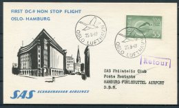 1969 Norway / Germany SAS First Flight Postcard. Oslo - Hamburg - Covers & Documents