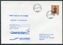 1979 Norway Sweden SAS First Flight Cover. Bergen - Stockholm - Lettres & Documents