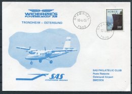 1980 Norway Sweden SAS First Flight Cover. Trondheim - Ostersund - Covers & Documents