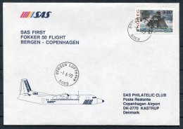 1992 Norway / Denmark SAS First Flight Cover. Bergen - Copenhagen. Europa - Brieven En Documenten