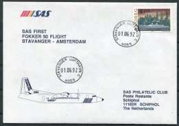 1992 Norway / Holland SAS First Flight Cover. Stavanger - Amsterdam. Europa - Lettres & Documents