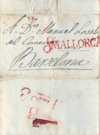 PREFILATELIA , 1830 , CARTA COMPLETA , ISLAS BALEARES , PALMA DE MALLORCA - BARCELONA , T. 13 - ...-1850 Prephilately