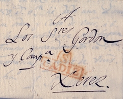 PREFILATELIA , 1806 , CARTA COMPLETA , ANDALUCIA , CADIZ , SANLUCAR DE BARRAMEDA - JEREZ , T. 1 - ...-1850 Voorfilatelie