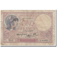 France, 5 Francs, 1939-11-02, B, Fayette:4.14, KM:83 - 5 F 1917-1940 ''Violet''