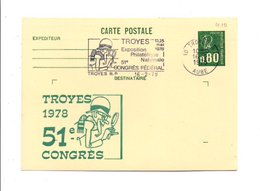 ENTIER BEQUET REPIQUE 51 EME CONGRES PHILAT. FEDERAL à TROYES 1978 - Cartes Postales Repiquages (avant 1995)