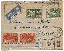 Cote D'Ivoire Lettre Avion Recommandée Abidjan 26 Oct 1941 Ivory Coast Airmail Cover Affranchissement - Lettres & Documents