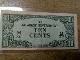 Malaysia Malaya  JAPANESE Government  Occupation JIM 10 Cents 1943 VF - Malasia