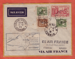 INDOCHINE LETTRE DE SAIGON DE 1938 POUR HANOI - Storia Postale