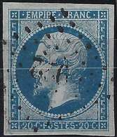 Napoléon III N°14c Type II  20c Bleu Sur Vert (nuance Très Marquée) PC 922 De Commentry TTB Signé BRUN - 1853-1860 Napoleone III