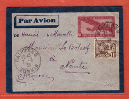 INDOCHINE AEROGRAMME DE HAIPHONG DE 1938 POUR NANTES FRANCE - Cartas & Documentos