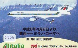 Télécarte  JAPON * Alitalia  (2360) Airplane * Flugzeug AVION * AIRLINE * Phonecard JAPAN - Avions