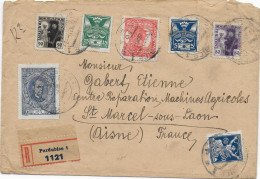 TCHECOSLOVAQUIE - 1920 - ENVELOPPE RECOMMANDEE (VIGNETTE AU DOS) De PARDUBICE => ST MARCEL SUR LAON - Covers & Documents