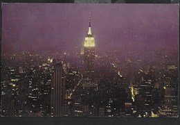 U.S.A. - NEW YORK - PANORAMA NOTTURNO SULLA TORRE R.C.A. - FORMATO PICCOLO - VIAGGIATA 1961 FRANCOBOLLO ASPORTATO - Panoramic Views