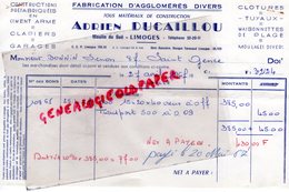 87 - LIMOGES - FACTURE ADRIEN DUCAILLOU - MOULIN DU GUE - FABRICATION AGGLOMERES - CIMENT ARME-GARAGE-1967 - Old Professions