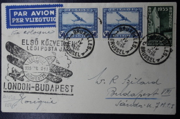 Belgium Airmail First Flight Cover (London)  Brussels -> Budapest 1-4-1935 Muller GB274 Belgian Dispatch Signed - Otros & Sin Clasificación