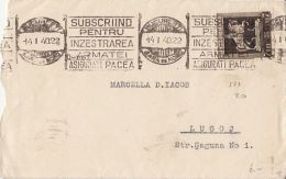 KING CHARLES I STATUE STAMP, ARMY'S EQUIPMENT SPECIAL POSTMARK ON COVER, 1940, ROMANIA - Storia Postale