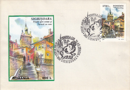 SIGHISOARA FORTRESS GATE AND THE CLOCK TOWER, SPECIAL COVER, 1997, ROMANIA - Briefe U. Dokumente