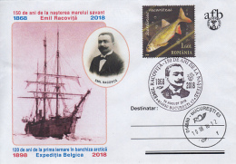 ARCTIC EXPEDITIONS, BELGICA SHIP, EMIL RACOVITA, SPECIAL COVER, 2018, ROMANIA - Expéditions Arctiques