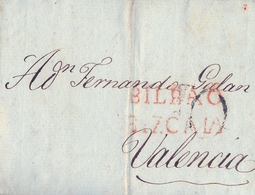 PREFILATELIA , 1814  , CARTA COMPLETA  , VIZCAYA  , BILBAO - VALENCIA  , T. 13 - ...-1850 Prefilatelia