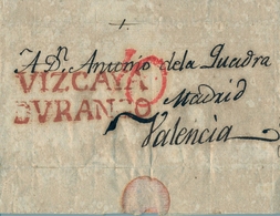 PREFILATELIA , 1825  , CARTA COMPLETA  , VIZCAYA  , DURANGO - VALENCIA  , T. 4 - ...-1850 Prephilately