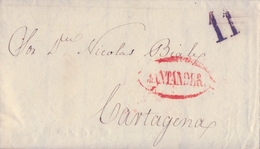 PREFILATELIA , 1841  , CARTA COMPLETA  , CANTABRIA  , SANTANDER - CARTAGENA  , T. 13 - ...-1850 Prephilately