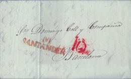 PREFILATELIA , 1829  , CARTA COMPLETA  , CANTABRIA  , SANTANDER - BARCELONA   , T. 11 - ...-1850 Vorphilatelie